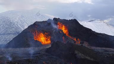 佛格拉达尔山火山火山喷发雷克雅内斯半岛冰岛